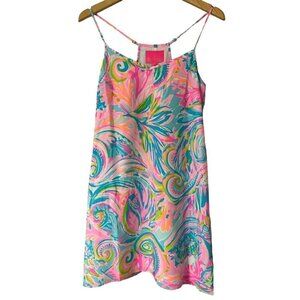 New Lilly Pulitzer Dusk Silk Carnivale Coral Mini Slip Dress XS Y2K Festival